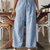 Dames broek met wijde pijpen en trekkoord