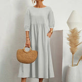 Losse Midi Jurk met Driekwart Mouwen