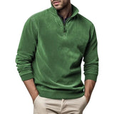Fleece trui met opstaande kraag en halve rits