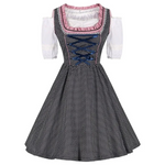 Klassieke Oktoberfest dirndljurk met kanten rand – midi damesjurk met traditioneel Beiers ontwerp, elegante pasvorm en verfijnde details, perfect voor bierfeesten en thema-evenementen.