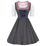 Klassieke Oktoberfest dirndljurk met kanten rand – midi damesjurk met traditioneel Beiers ontwerp, elegante pasvorm en verfijnde details, perfect voor bierfeesten en thema-evenementen.