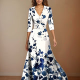 Dames Maxi Jurk met Bloemenprint en V-Hals