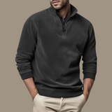 Fleece trui met opstaande kraag en halve rits