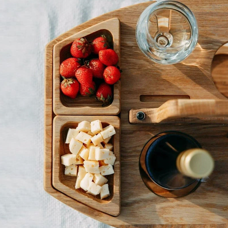 CheersTable houten picknick- en wijntafel – duurzaam materiaal, compacte opvouwbare design en ideaal voor buitengebruik en gezellige momenten.
