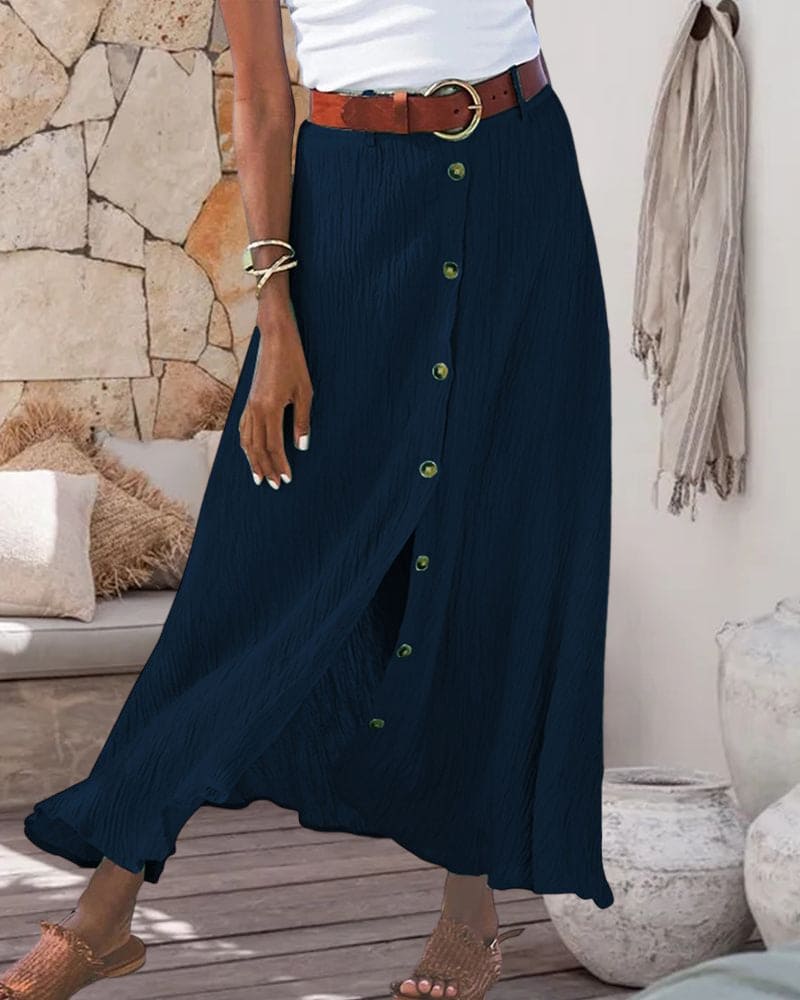 Luchtige en comfortabele katoenen midi rok voor dames – ideale keuze voor warme dagen, met een ontspannen en stijlvolle pasvorm.
