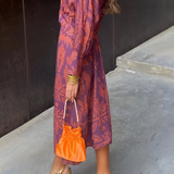 Maxi Jurk met Barokprint en V-Hals
