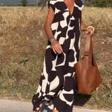 Losse Maxi Jurk met Abstracte Print