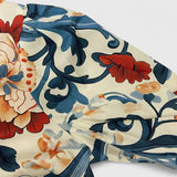 Dames blouse met bloemenprint en gestreepte details