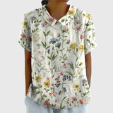 Dames blouse met bloemenprint en korte mouwen