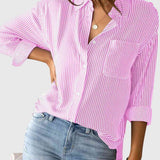 Dames blouse met strepen en strikdetail