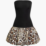 Strapless Mini Jurk met Luipaardprint Zoom