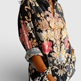 Dames Blouse met Bloemenprint en Knoopsluiting