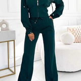 Tweedelige Lounge Set met Ritsvest en Wijde Broek