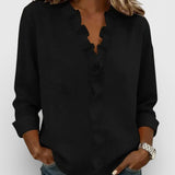 Dames Blouse met V-Hals en Knoopsluiting