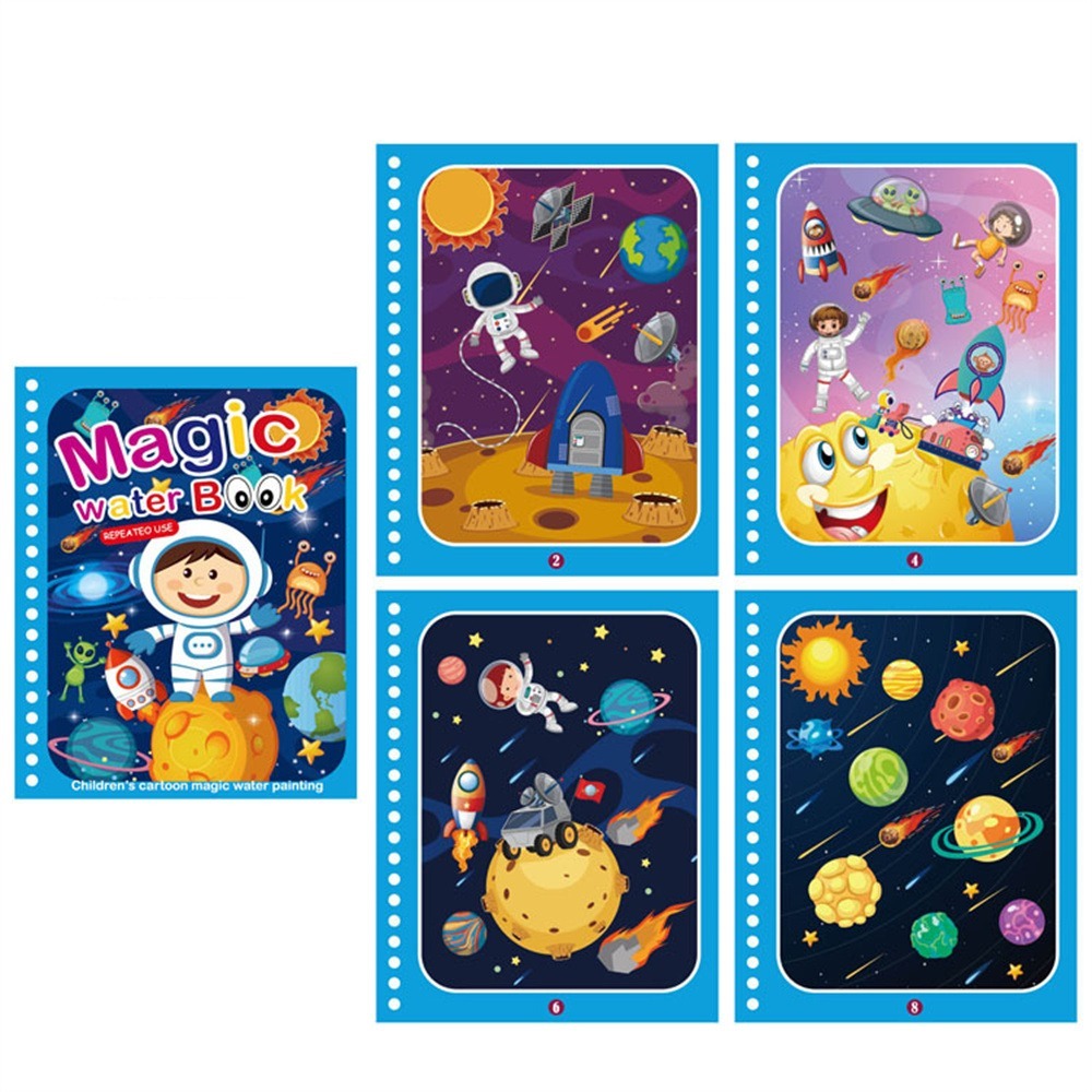 Magic Water Book herbruikbaar kleurboek voor kinderen – creatief en educatief waterkleurboek dat tekenen zonder rommel mogelijk maakt, ideaal voor eindeloos speelplezier.