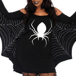 Halloween mini jurk – gothic spin kostuum voor dames, speels en comfortabel ontwerp met spinnendetails, perfect voor Halloween en verkleedfeesten.