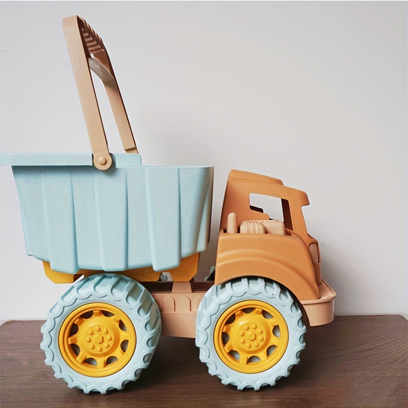 Montessori BuildTruck speelgoed kiepwagen voor kinderen – duurzaam houten materiaal, beweegbare onderdelen en stimuleert creatief spel en motorische ontwikkeling.