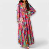 Dames Maxi Jurk met Bloemenprint en V-Hals