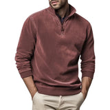 Fleece trui met opstaande kraag en halve rits
