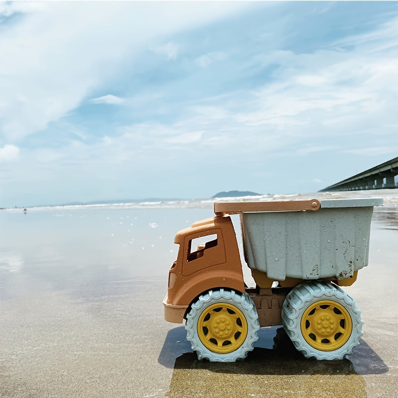 Montessori BuildTruck speelgoed kiepwagen voor kinderen – duurzaam houten materiaal, beweegbare onderdelen en stimuleert creatief spel en motorische ontwikkeling.