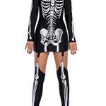 Halloween kostuum set – skeletprint met lange mouwen voor volwassenen en tieners, comfortabel en compleet outfit, ideaal voor Halloween, verkleedfeesten en cosplay.