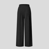 Dames broek met plooien en wijde pijpen