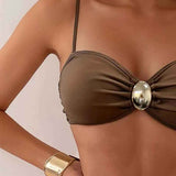 Dames Bikini met Bandeautop en Hoge Taille