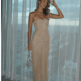 Straploze Maxi Jurk met Glitterafwerking