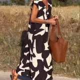 Losse Maxi Jurk met Abstracte Print