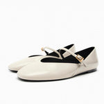 Witte Stijlvolle ballerina’s voor dames met een bandje over de voet en een trendy vierkante neus, perfect voor zowel casual als chique looks.