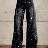 Dames broek met stippenprint en wijde pijpen