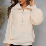 Casual dames sweater met halve rits, comfortabel en stijlvol voor dagelijks gebruik.