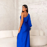 One-Shoulder Maxi Jurk met Drapering