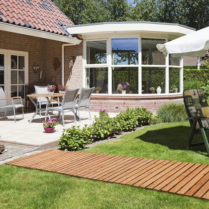 Rolbare Houten Tuinpadmat – Duurzame en flexibele mat voor buiten, biedt antislip bescherming en is ideaal voor tuinpaden en terrassen.