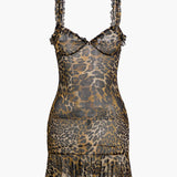 Mini Jurk met Luipaardprint en Ruches
