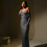 Glinsterende Off Shoulder Maxi Jurk