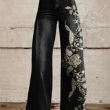 Dames broek met bloemenprint en wijde pijpen