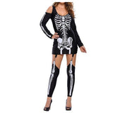Halloween kostuum set – skeletprint met lange mouwen voor volwassenen en tieners, comfortabel en compleet outfit, ideaal voor Halloween, verkleedfeesten en cosplay.