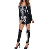 Halloween kostuum set – skeletprint met lange mouwen voor volwassenen en tieners, comfortabel en compleet outfit, ideaal voor Halloween, verkleedfeesten en cosplay.