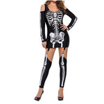 Halloween kostuum set – skeletprint met lange mouwen voor volwassenen en tieners, comfortabel en compleet outfit, ideaal voor Halloween, verkleedfeesten en cosplay.