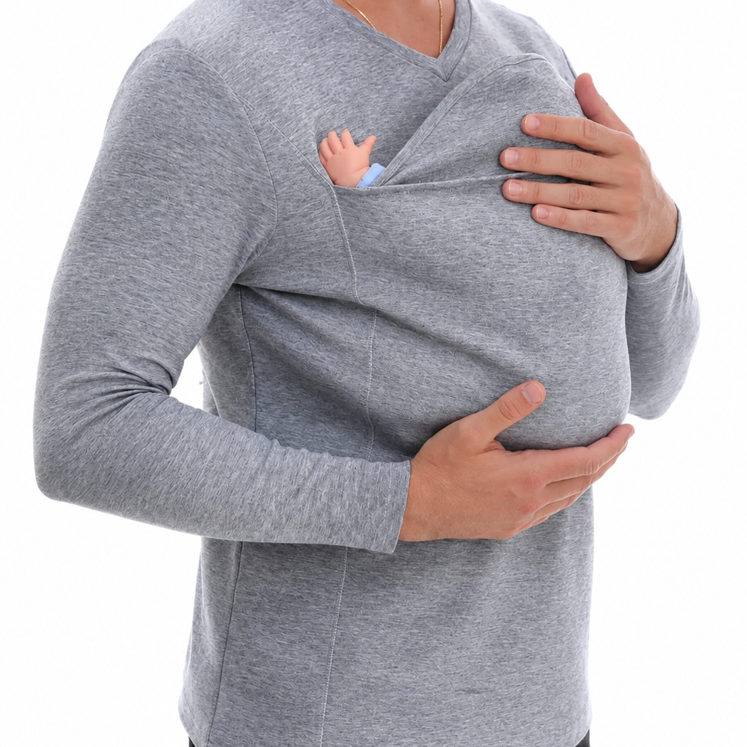 T-Shirt met Geïntegreerde Babydragerzak en Lange Mouwen