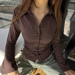 Livia elegante retro blouse voor dames – slim-fit blouse met flared mouwen, zachte stof en tijdloos ontwerp, perfect voor casual en chique gelegenheden.