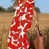 Losse Maxi Jurk met Abstracte Print