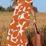 Losse Maxi Jurk met Abstracte Print