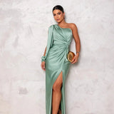 One-Shoulder Maxi Jurk met Drapering