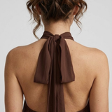 Halter Mini Jurk met Gelaagde Volantzoom
