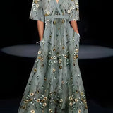 Dames Maxi Jurk met Bloemenprint en V-Hals