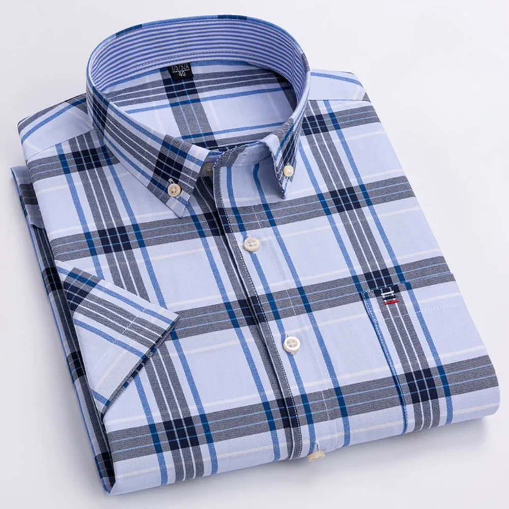 Stefen klassiek katoenen overhemd voor heren – slim-fit met stijlvol patroon, ademend en comfortabel, ideaal voor werk, casual of feestelijke gelegenheden.