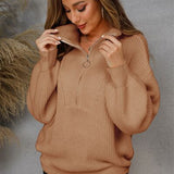 Casual dames sweater met halve rits, comfortabel en stijlvol voor dagelijks gebruik.