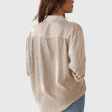 Dames blouse met strepen en strikdetail